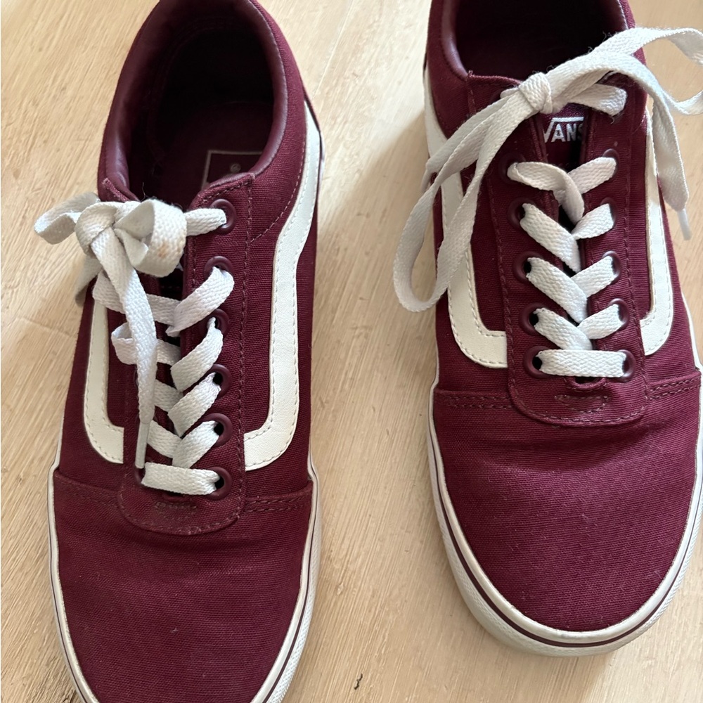 Vans Burgundy and White Skate Sneaker